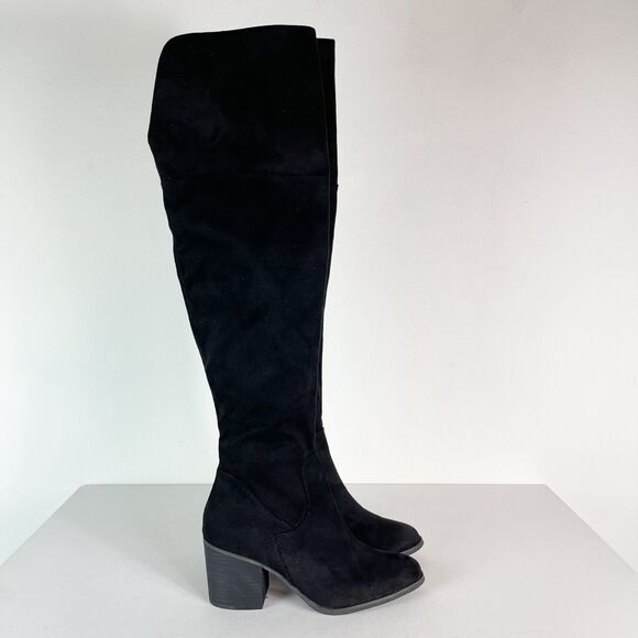 Bp. NWOB Women's Luke Over-The-Knee Faux Suede Tall Black Boot 6M - Picture 1 of 10
